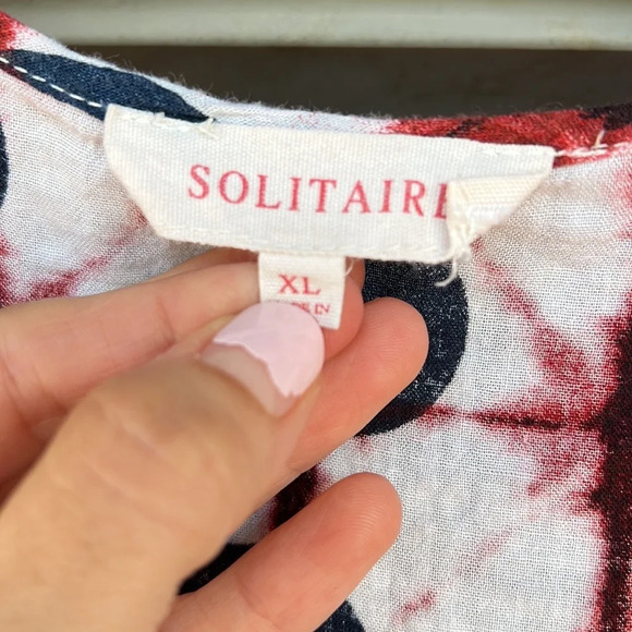 Solitaire Mixed Floral Boho Polkadot Bleached Babydoll Blouse XL - Picture 2 of 9